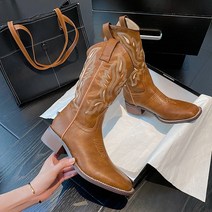 롱부츠 빅사이즈 Cowgirls Cowboy Embroidered Western Boots For Women New Shoes Med Heel 2022 Popular