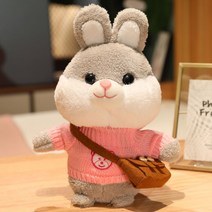 PKTOYS DIY귀여운 오가닉 애착 봉제 사랑 스러운 토끼인형 옷 장난감 크리스마스 명절 선물, 회색 곰 파우더 스웨터, 30cm