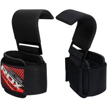 RDX 파워 그립 후크 스트랩 강철 체육관 트레이닝 보디 빌딩 서스펜션 역도 팔찌 근육 트레이닝 벤치 프레스 손목 스트레이트 바 보호 무게 손목 치닝 지지자 데드 리프트 정품 블랙 WAN-W5B