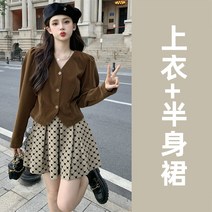 빅사이즈 코디세트 여성복 조추 통통 디자인 카디건 스웨터 스커트-102611