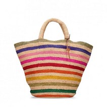 Manebì Summer rainbow striped raffia 토트백 백 224300