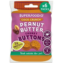 독일직구 SUPERFOODIO 땅콩버터 크런치 코코 크런치 팩 20g x 6 비건 탄수화물 네츄럴재료 계란 흰자 정제당 없음 (20g x 6팩), 상세참조, 6개