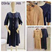 올리비아로렌 신축성 있는 장식 버튼 볼륨 소매 플레어 원피스 nc청주점 vocoaym4256