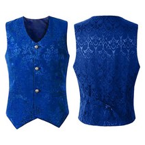 18 남자 조끼 중세 의상 빅토리아 의류 카니발 할로윈 파티 남성 인쇄 Purim 변장 Top Masquerade Hallowee, 03 Blue_03 L