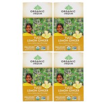 Organic India 오가닉 인디아 Tulsi Tea Lemon Ginger 툴시 티 레몬 진저 18티백 4팩, 1개