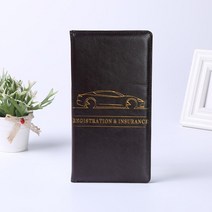 차량용틈새수납함 사이드포켓 자동차 보험 및 등록 홀더 PU 가죽 차량 카드 서류 정리 절묘한 장인 정신 문, 02 BK