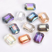 직사각형 면 크리스탈 유리 프리즘 느슨한 공예 비즈 쥬얼리 제작 DIY 커튼 12x9mm 14x10mm 18x13mm 10 개, CHINA, Random Mixed