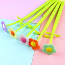 근이몰 24종류 예쁜 볼펜 선물 실리콘 중성펜(0.5mm), 꽃위무당벌레엘로우