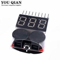 원격 시동 경보기 1-8S Lipo 리튬 이온 Fe 배터리 전압 2IN1 표시기 테스터 RC 자동차 보트용 부저 알람 LE, 한개옵션0, 한개옵션0
