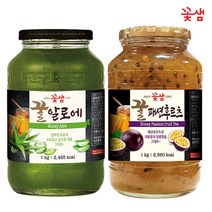 꽃샘 꿀 알로에차 1KG +꿀 패션후르츠차 1KG (과일청)