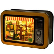 모형집 카페미니어처 DIY Diy 미니어처 인형의 집 키트 TV 박스 극장 가구 나무 조립 모델 크리스마스 선, 01 house-001