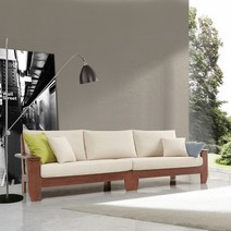 더젠 케인츠월넛 아쿠아텍스 원목소파(4인용 아쿠아텍스기능원단 소쿠션미포함), 주문제작 브릭레드, 색상:주문제작 브릭레드