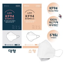 [픽원] 참조은 뉴에어 KF94 황사방역마스크 대형 소형 화이트 블랙 100%국산자재 국내생산 1팩 5개입, 대형_블랙(5매입), 5개