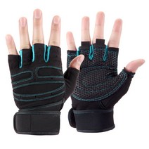 헬스 남성장갑 얇은타입 기계 훈련 요가 스피닝바이크 야구글러브, C09-롱팔보호 반손가락 블루색