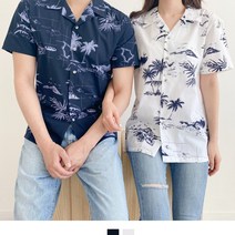 하와이안 하프 셔츠 시밀러룩 커플룩 여자 반팔 남자 바캉스 오버핏