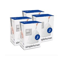 simplehuman 370624 간단한 인간 코드 J 디스펜서 팩의 맞춤형 드로스트링 쓰레기 봉투 30리터 8갤런 흰색 – 240 라이너