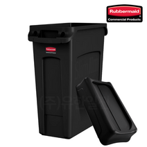 러버메이드 슬림짐 통 + 뚜껑포함 60리터 검정색 쓰레기통 분리수거함, 검정