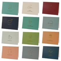 [TEMLUM] 메시지 카드 감사 카드 인사말 카드 산큐 카드 호일 누르기 12 종류 봉투 첨부 봉투 씰 첨부 귀여운 인사장 12장 세트 결혼식 기념일 직장 선물
