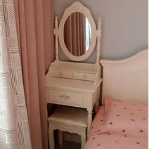 공주 주니어화장대 틈새 슬림 엔틱 화장대 화이트 입식미니화장대 400 500 600, 집회, 802 드레서 + 버터플라이파우더 (아이보리