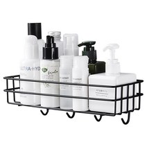 쓰리오브어스 무타공 후크걸이 주방 욕실 선반, 1개, 블랙