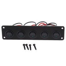 라운드 대시 로커 토글 스위치 패널 12-24V 5 구 파란색/빨간색/녹색 LED RV 보트 요트 해양 버스 캠핑 등 IP67 방수, 초록