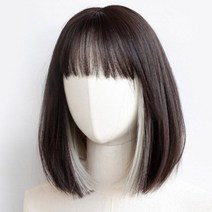 투톤단발 통가발 숏컷 여성 중단발 앞머리 암환자, 상품선택, 40cm