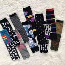 여성 면화 두 발가락 양말 타비 여러 가지 빛깔의 자카드 분할 발가락 양말 꽃 하라주쿠 art middle tube tabi socks