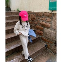 랑) 키즈여아 파니나팔팬츠 기모상하세트 (100호~140호 ) 아동 기모바지 상하세트 트임바지 나팔바지