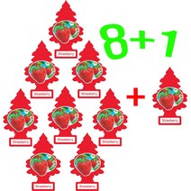 리틀트리 방향제 8+1 차량용 방향제 총 (9개) 종이방향제 디퓨져 미국산 옷장 화장실 방향제, 스트로베리(9개)