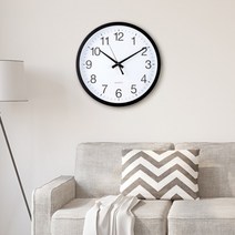 원형 무소음 거실 침실 아날로그 벽시계 30cm RD-10460, 블랙