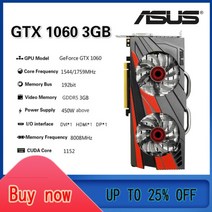 그래픽카드 비디오카드 ASUS raphic gtx 950 960 1050 1060 1650 1660 rx 580 2gb 3gb 4gb 6gb 8gb 비디오 gpu amd 인텔, 아수스-gtx-1060-3GB