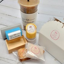 퍼니맨 SCUP 컵홀더(원형) 번짐없이 빨리마르는 속건 스탬프 카페 도장 커피 주문제작 로고 의류 봉투 쇼핑백, 속건빨강잉크, (S040) 원형 컵홀더 스탬프(40)-브라운케이스