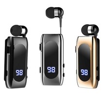 무선인이어 이어폰 블루투스 k55 미니 무선 헤드셋 lavalier 개폐식 케이블 v5.2 led 디지털 디스플레이가있는 스마트 인이어 단일 스포츠, black