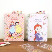 빨강머리 앤 인덱스 노트 유선 스프링 2종, 플라워체크