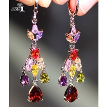 모이사나이트 귀걸이 1캐럿 Yayi 쥬얼리 멀티 컬러 천연 moissanite 보석 지르코니아 실버 컬러 웨딩 귀