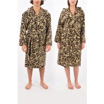 Roberto Cavalli HOME 애니멀 프린트 코튼 BATHROBE 위드 후드 LINX CAP 002