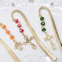 빛의 성령 십자가 책갈피 주일학교 세례선물 첫영성체 영명 축일선물, 레드