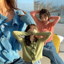 [더루브] 러블리 프릴 버튼 미니가디건