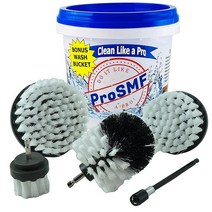 ProSMF 드릴 브러시 세트 자동차 디테일링 - 드릴용 스크럽 브러시 - 파워 스크러버 드릴 브러시 부착 - 타이어 - 휠 - 림 - 유리 - 카펫 - 덮개 - 자동차 - 디테일, Soft Bristles - White