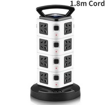 파워탭 캠핑용 멀티탭 파워뱅크 어댑터 콘센트 보호기 회로 보호 타워멀티탭 USB 1.8/2.8/4.8m 연장선이 있는 다중 전원 공급 장치 서지 수직 소켓 16 AC AU 플러그, 4층 1.8m 점퍼