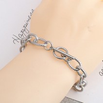 디엠몰 손목허전하지않게 패션팔찌 커브체인 써지컬스틸 실버 팔찌 (13mm)