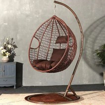 테라스 그네의자 실내 1인용 라탄 흔들 그네 의자 12종, 싱글 커피 컬러 파인 등나무 팔걸이 포함