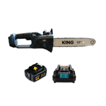 KING 무선 충전 체인톱 12인치 무선 전기톱 충전기 배터리포함 세트 마끼다배터리용 충전톱 교차사용가능, KING 12인치 체인톱 세트