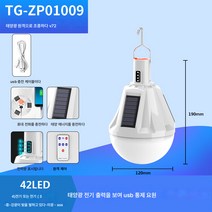 Ciliver 2021 태양광 충전 전구 삼면 전구 내장 리튬이온 야시장 노점등 비상 LED등, 1개, ZP01009 삼성 솔라 리모컨 4전기 42LED