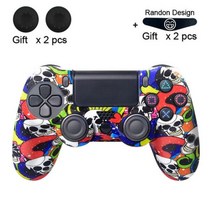 데이터 프로그 보호 스킨 케이스 소니 PS4 프로 슬림 플레이 스테이션 4 컨트롤러 엄지 그립 조이스틱 캡 미끄럼 방지 실리콘 카모, [16] Graffiti 09, [01] Graffiti