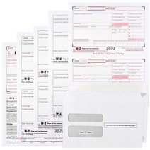 W2 Forms 2022 완벽한 레이저 W-2 세금 양식 및 W-3 송신 - 10명의 직원을 위한 6파트 W-2 양식 키트 밸류 팩에 10개의 자체 밀봉 봉투 포함 | W-2