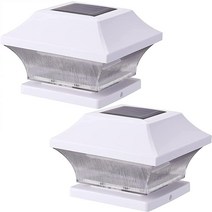 ROHOO 펜스 데크용 2가지 색상 태양열 포스트 캡 조명 10.2cm(4인치) 12.7cm(5인치) 야외 포스트 웜 화이트 및 데이 조명 가능 2팩 화이트, White_2 Pack