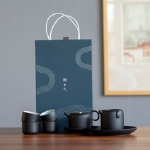 블랙 찻잔세트 부모님 40주년 30 20 결혼기념일 선물 시아버지 시어머니 아버님 장인어른, 상세페이지참조, A