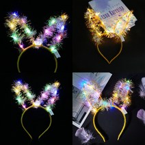 LED 토끼 머리띠 4P세트 옐로우 할로윈머리핀 미니마우스머리띠 동물머리띠