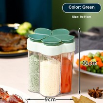 1PC 가정용 조미료 병 플라스틱 5 하나의 플랩 조미료 탱크 소금 탱크 조합 씰링 습기 증거 주방 도구, Blue, 하나
